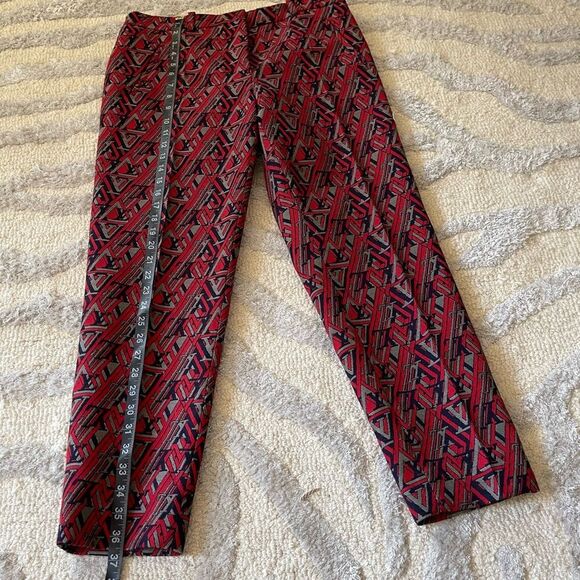 Louis Vuitton Red Multi Jacquard Logo Mid-Rise Straight Leg Pants SZ 40 Womens - Picture 12 of 16
